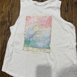 Spiritual Gangster White Tank with Pastel Graphic